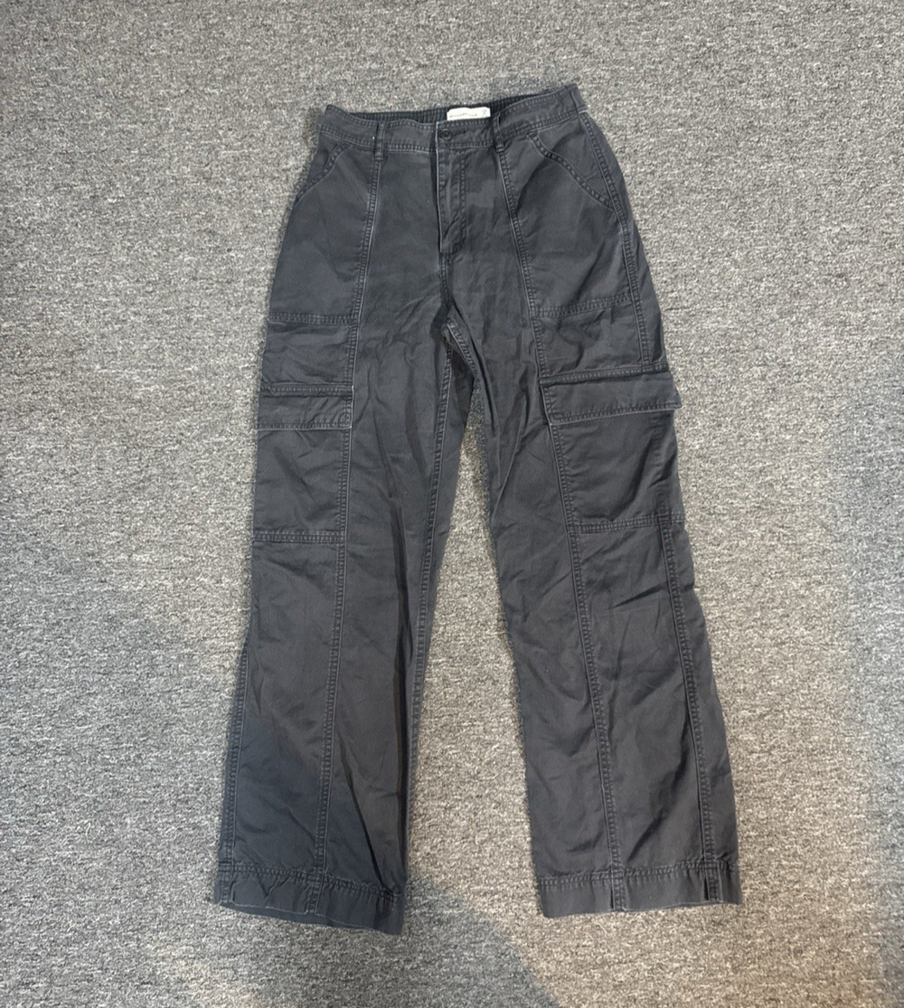 Abercrombie & Fitch Faded Black High Waisted Wide Leg Cargo Pants W Sz8 W29